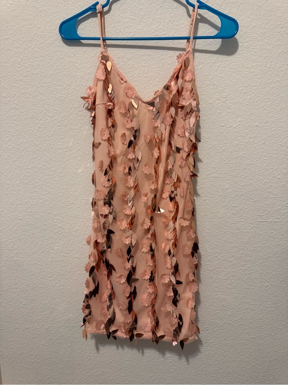 Petal-Embellished Pink Slip Dress